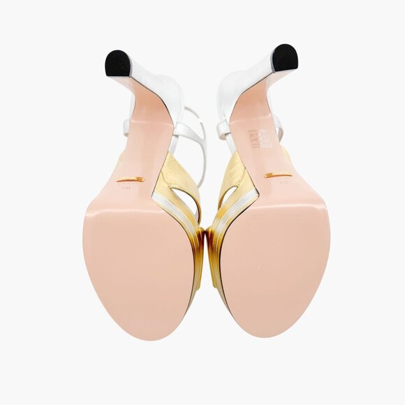 Gucci Angel Platform Sandals Size 40 US 10 Gold Silver GG Criss Cross High Heel - Picture 4 of 15